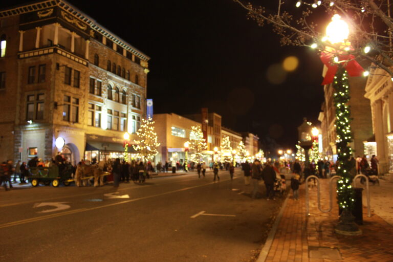 Downtown Glens Falls lit up for the holidays