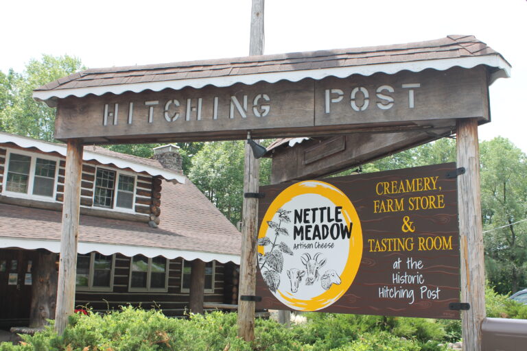 Hitching Post sign at Nettle Meadow