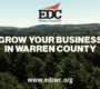 Mountain image with text "Grow Your Business In Warren County" with EDC logo and website url