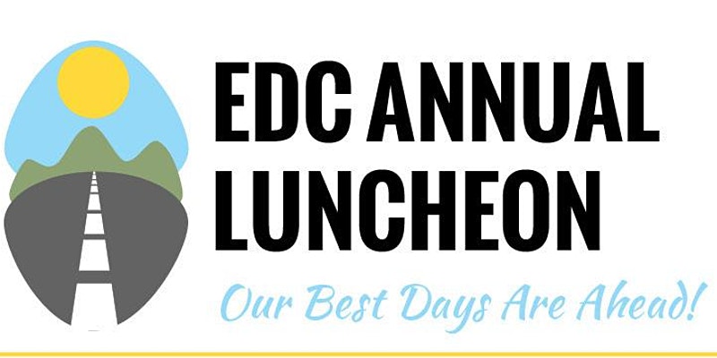 Logo for the EDC Annual Luncheon with text "Our best days are ahead!"