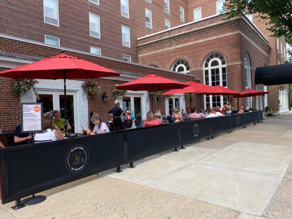 Patio dining at the Queensbury Hotel